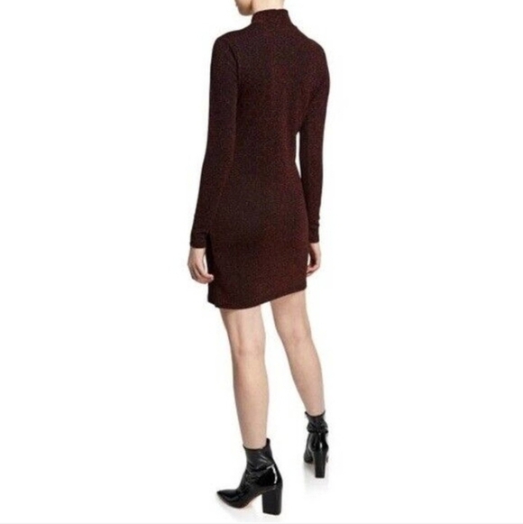 Rebecca Minkoff Phoebe Striped Metallic Long Sleeve Dress In Red And Black Sz Sm - Picture 3 of 10